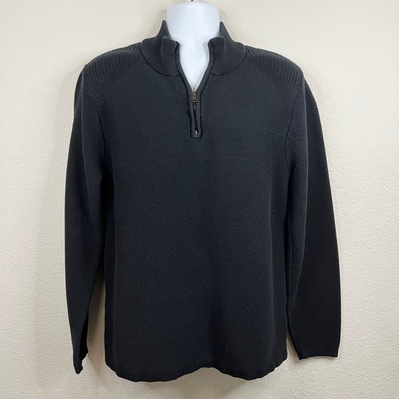 Flag & Anthem Pullover Sweater Men's Size XL Black Knit 1/4 Zip Long Sleeve - Picture 1 of 4